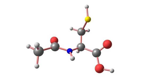 乙酰半胱氨酸是一种用于治疗扑热息痛过量的药物 3D说明 — 图库照片