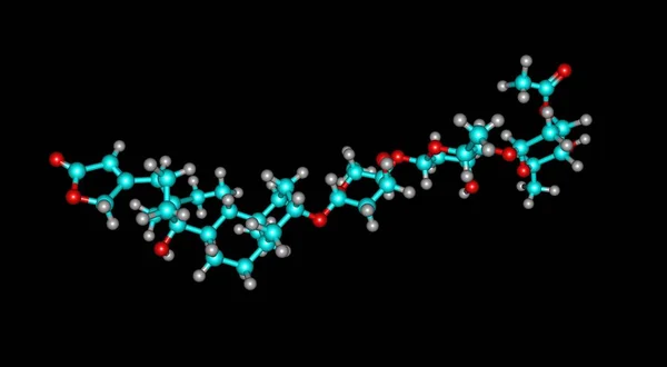 乙酰地高辛是一种心脏糖苷 它是洋红素的乙酰衍生物 见于洋红素的叶子中 3D说明 — 图库照片