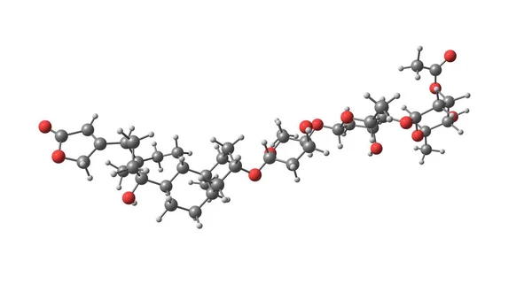 乙酰地高辛是一种心脏糖苷 它是洋红素的乙酰衍生物 见于洋红素的叶子中 3D说明 — 图库照片