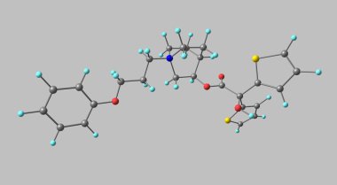 Aclidinium bromide uzun soluklu bir muskarinik antagonist. 3d illüstrasyon