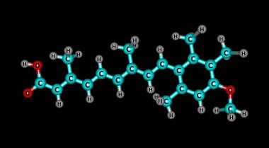 Acitretin ikinci nesil bir retinoid. Ağız yoluyla alınır ve tipik olarak sedef hastalığı için kullanılır. 3d illüstrasyon