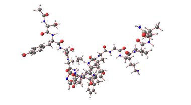 Afamelanotid, güneşten gelen deri hasarını önlemek için kullanılan sentetik peptit uyarıcı hormondur. 3d illüstrasyon