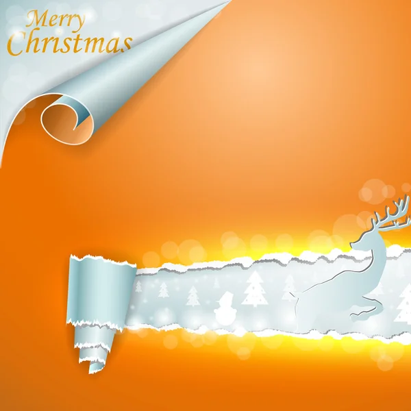 Joyeux Noël carte avec roulé et déchiré page — Image vectorielle