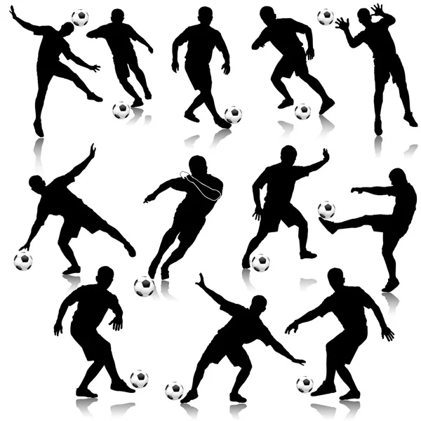 Fußball Mann Silhouette Set eps10 Vektor Illustration — Stockvektor