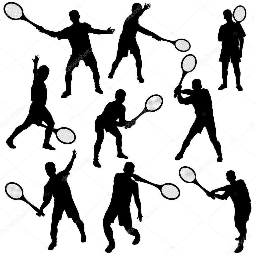 Tennis silhouette set eps10 vector illustration