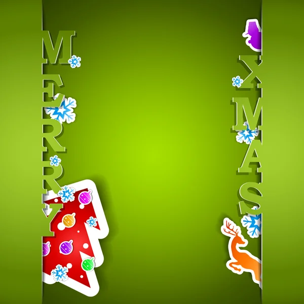 Merry Xmas green card eps10 vector illustration — Stock Vector