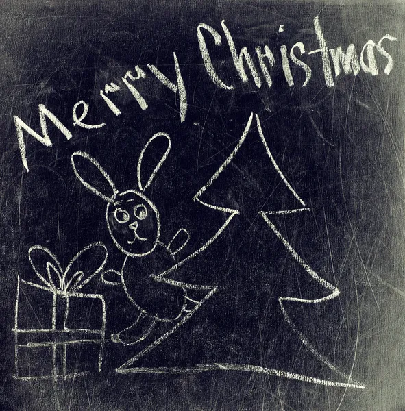 Chalk drawing - Merry Christmas — Stock Photo, Image
