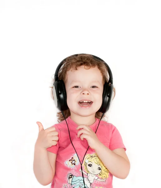 Feliz qute girl en auriculares —  Fotos de Stock