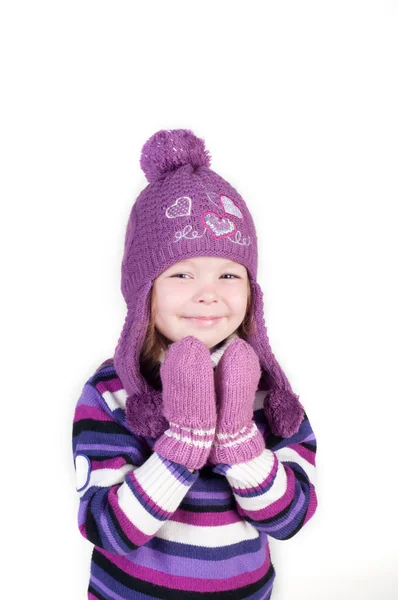 Cute little girl in warm clothes — Stock Photo, Image