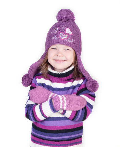 Cute little girl in warm clothes — Stock Photo, Image