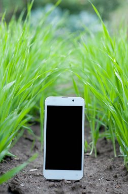 yeşil çim ve toprak mobil akıllı telefon