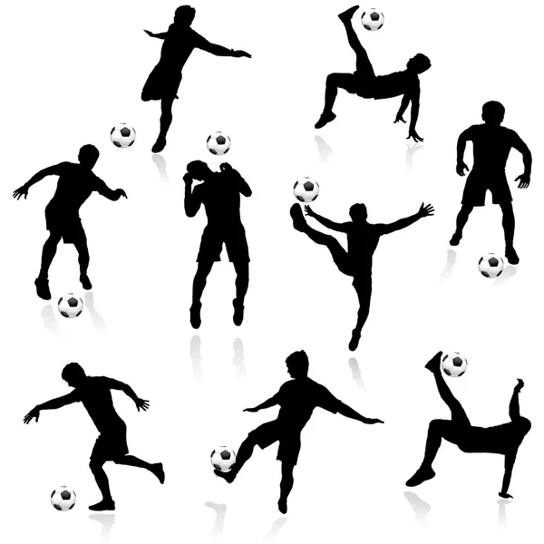 Fußballspieler-Silhouetten — Stockvektor