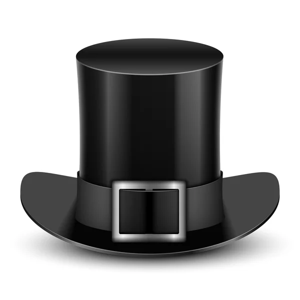 Zwarte hoge hoed met metalen gesp — Stockvector