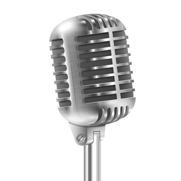 Isolated On White Metallic Retro Microphone. — Stock Vector