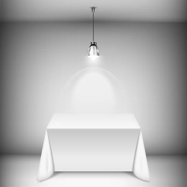 Table with Tablecloth Illuminated By Spotlight — стоковый вектор