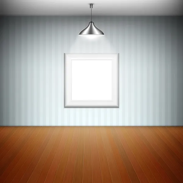 Empty Picture Frame Illuminated By Spotlight — Stock Vector