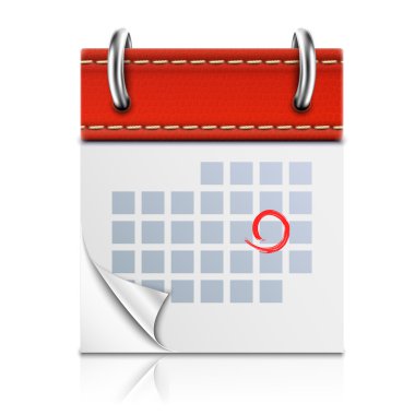 gerçekçi izole kırmızı takvim simgesini.