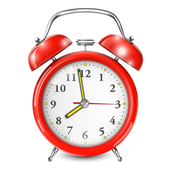 Red Alarm Clock Isolated On White. — Stock Vector