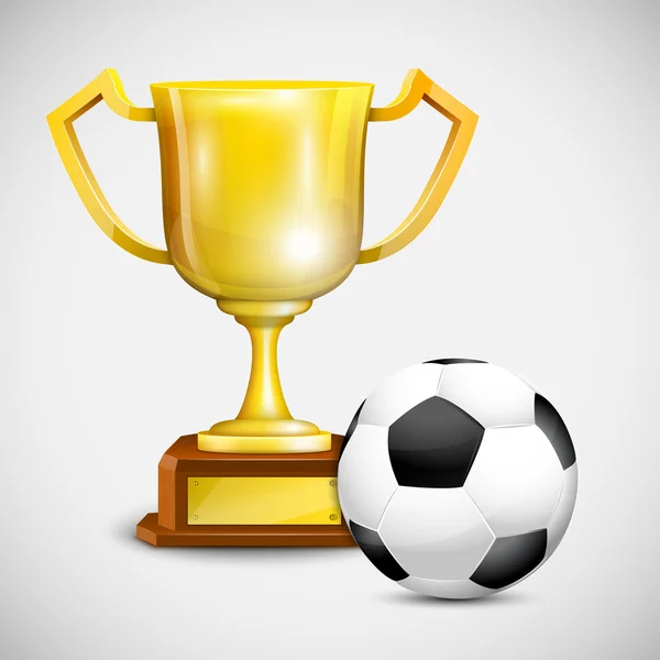 Gold Cup With Soccer Ball. — Stock Vector