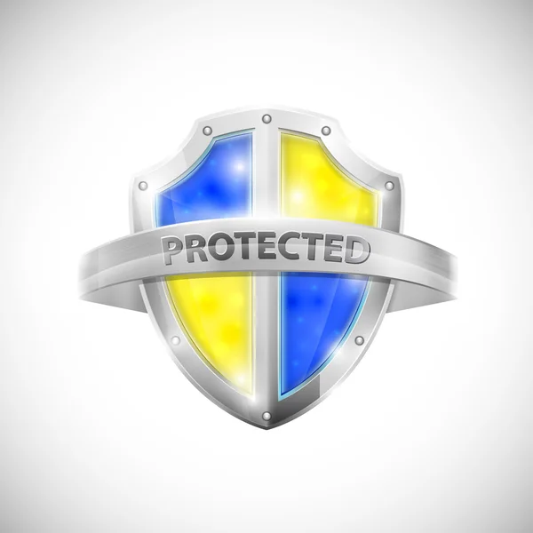 Icono de protección con escudo brillante . — Vector de stock