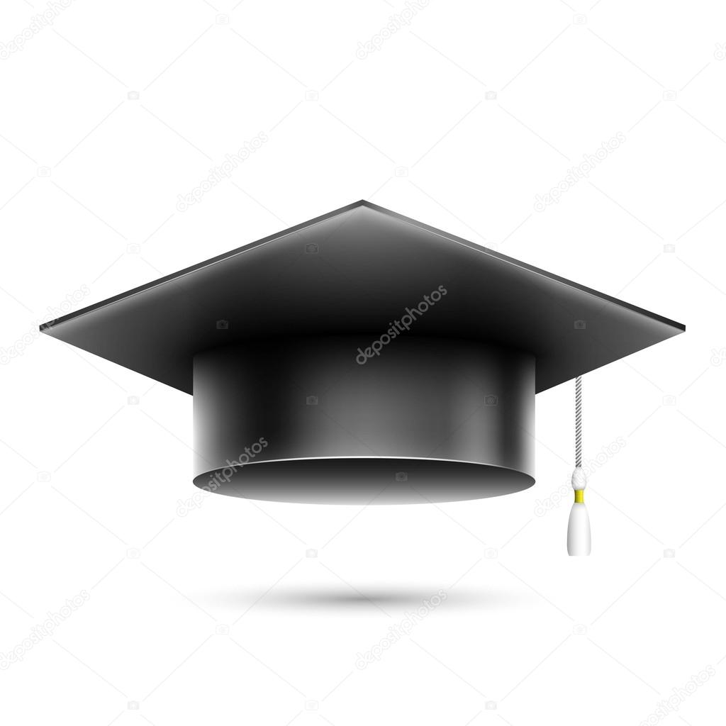 Isolated Realistic Black Student Hat.