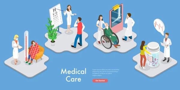 Illustration conceptuelle 3D du vecteur plat isométrique des soins médicaux — Image vectorielle