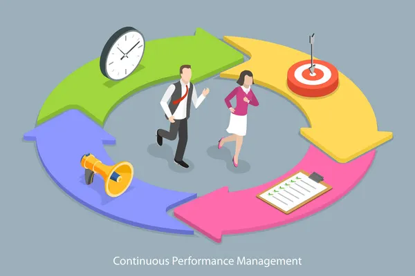 3D Isometric Flat Vector Conceptual Illustration of Continuous Performance Management — Stockový vektor