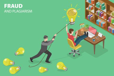 3D Isometric Düz Vektör Dolandırıcılık ve İntikamcılığın Kavramsal İllüstrasyonu