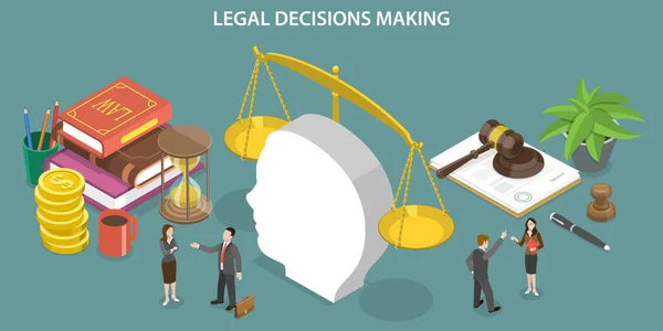 Illustrazione concettuale del vettore piatto isometrico 3D delle decisioni giuridiche — Vettoriale Stock