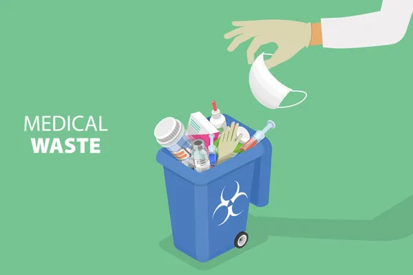 3D Isometric Flat Vector Conceptual Illustration of Medical Wastes Disposal — 스톡 벡터