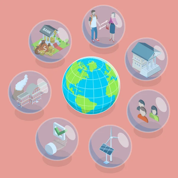 3D Isometrische platte vector Conceptuele illustratie van ESG - Milieu-, sociale en corporate governance — Stockvector