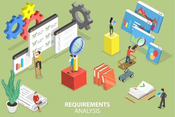 3D Isometric Flat Vector Conceptual Illustration of Requirements Analysis — 스톡 벡터