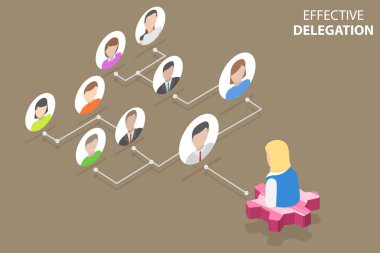 Etkili Delegasyonun 3B Isometric Düz Vektör Kavramsal İllüstrasyonu