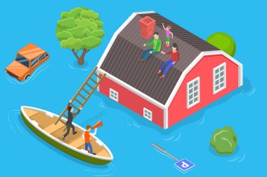 3 Boyutlu Isometric Düz Vektör Tufanın Kavramsal İllüstrasyonu