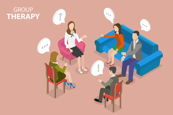 3D Isometric Flat Vector Conceptual Illustration of Group Therapy — 스톡 벡터