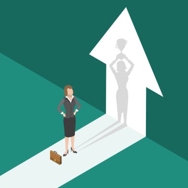 3 Boyutlu Isometric Düz Vektör Kadın Liderliğinin Kavramsal İllüstrasyonu