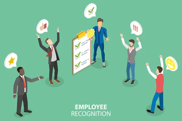 3D Isometric Flat Vector Conceptual Illustration of Employee Recognition — Stock vektor