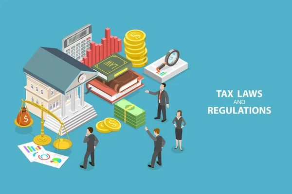 3D Isometric Flat Vector Conceptual Illustration of Tax Laws And Regulations — Stockový vektor