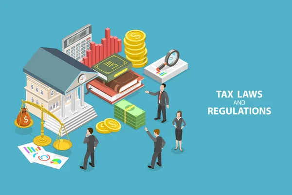 3D Isometric Flat Vector Conceptual Illustration of Tax Laws And Regulations — Vetor de Stock