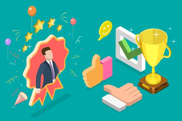 3D Isometric Flat Vector Conceptual Illustration of Employee Recognition Award — 图库矢量图片