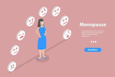 3D Isometric Flat Vector Conceptual Illustration of Stages and Symptoms of Menopause clipart