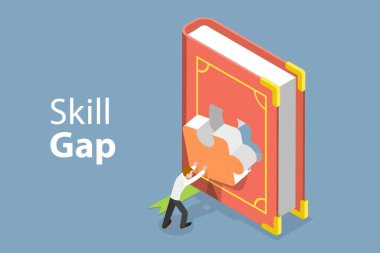 3D Isometric Flat Vector Conceptual Illustration of Skills Gap