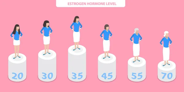 3D Isometric Flat Vector Conceptual Illustration of Estrogen Hormone Level — Stockvektor