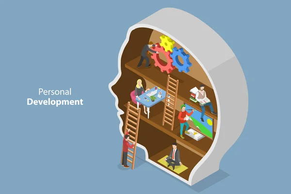 3D Isometric Flat Vector Conceptual Illustration of Personal Development — Διανυσματικό Αρχείο