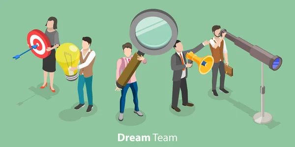 3D Isometric Flat Vector Conceptual Illustration of Dream Team — Stock vektor