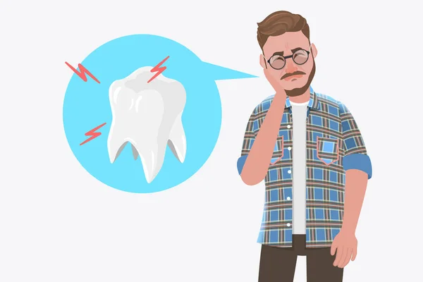 Vettore piatto Illustrazione concettuale del dolore dentale — Vettoriale Stock