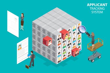 3B Isometric Düz Vektör Uygulamalı İzleme Sistemi Kavramsal İllüstrasyonu