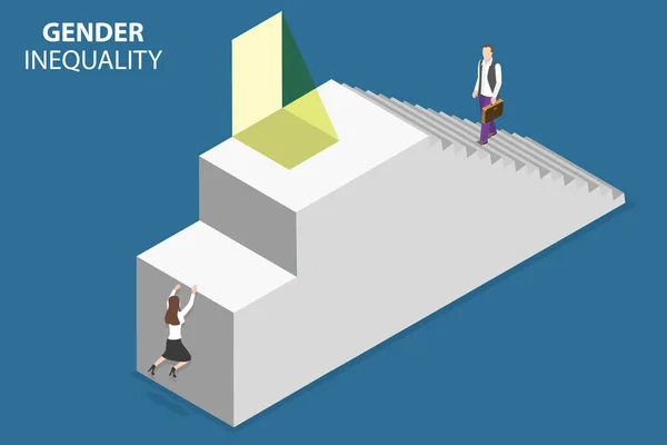 3D Isometric Flat Vector Conceptual Illustration of Gender Inequality — 스톡 벡터