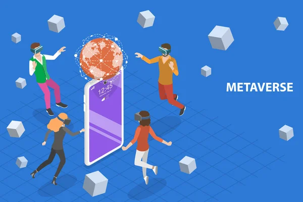 Ilustração conceitual do vetor plano isométrico 3D do Metaverse —  Vetores de Stock