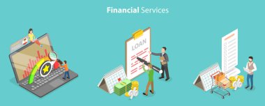 3D Isometric Flat Vector Conceptual Illustration of Bank Services clipart